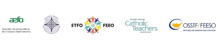 aefo, CUPE, ETFO-FEEO, Catholic Teachers Association, OSSTF-FEESO Logos